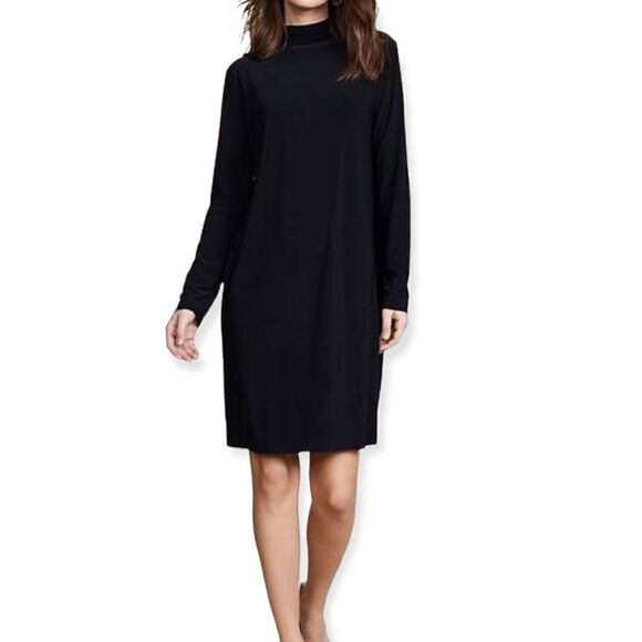 Norma Kamali Kulture Turtleneck Long Sleeve Shift Dress - Picture 1 of 10
